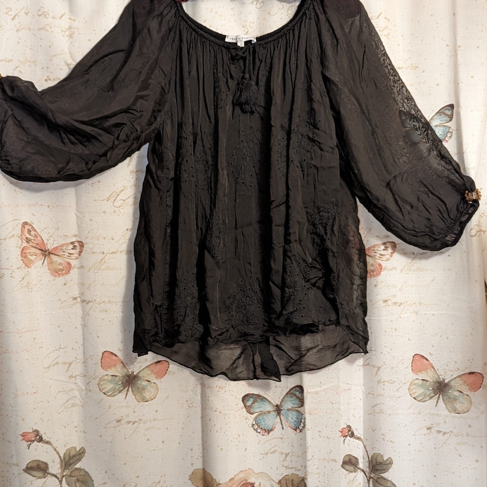Boho top with sheer sleeves